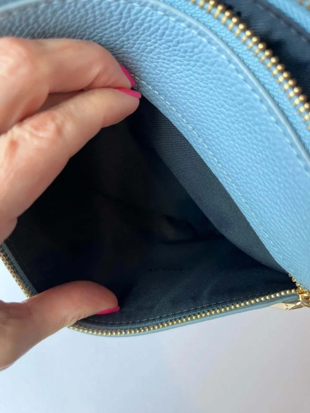 Coach Pebble Polly Blue Leather Crossbody Bag